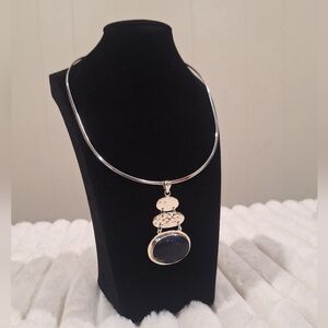 ATI 925 Mexico Taxco Sterling Silver Genuine Sodalite Pendant Necklace 15.7g